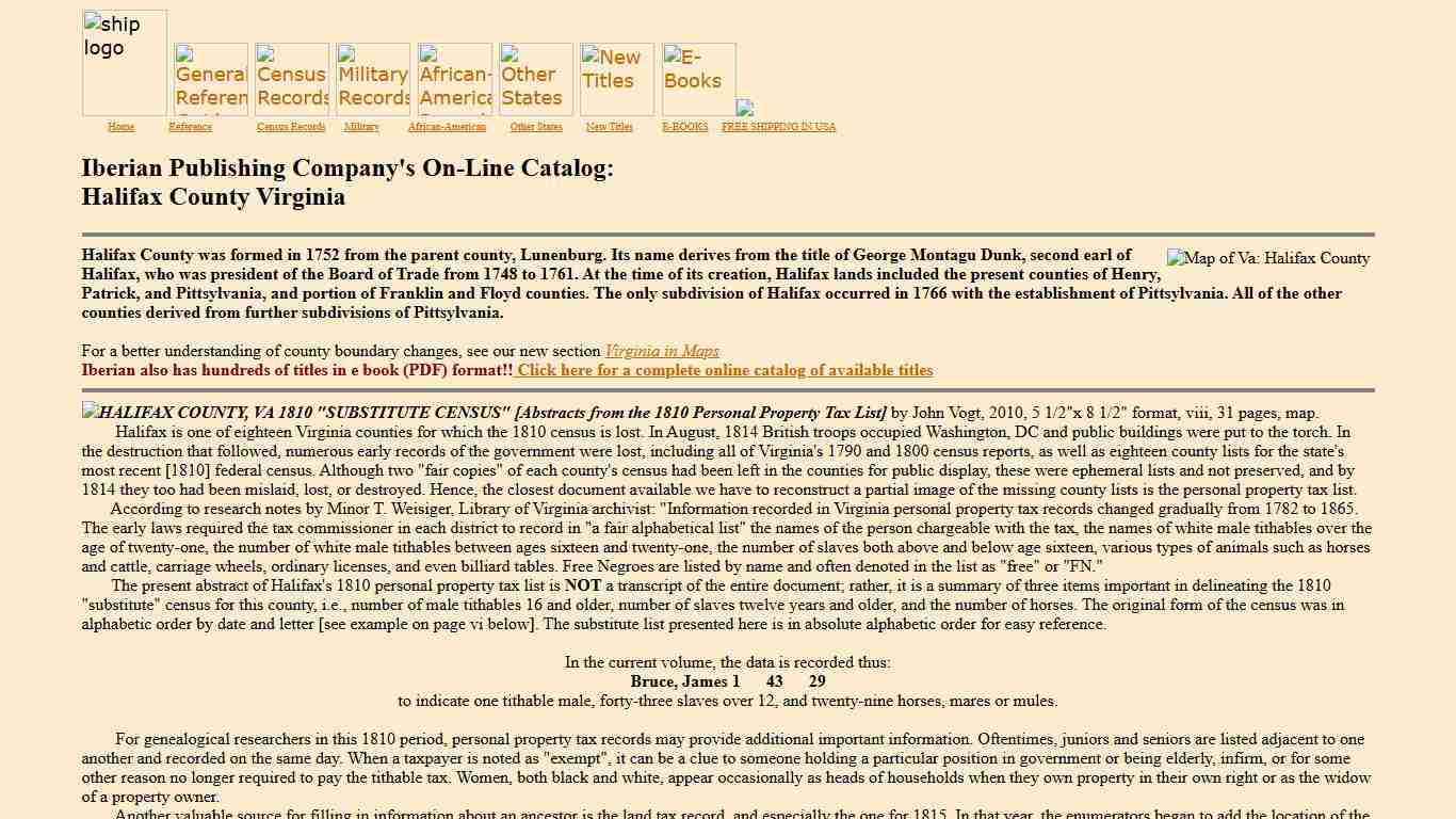 Halifax County Virginia History and Genealogy